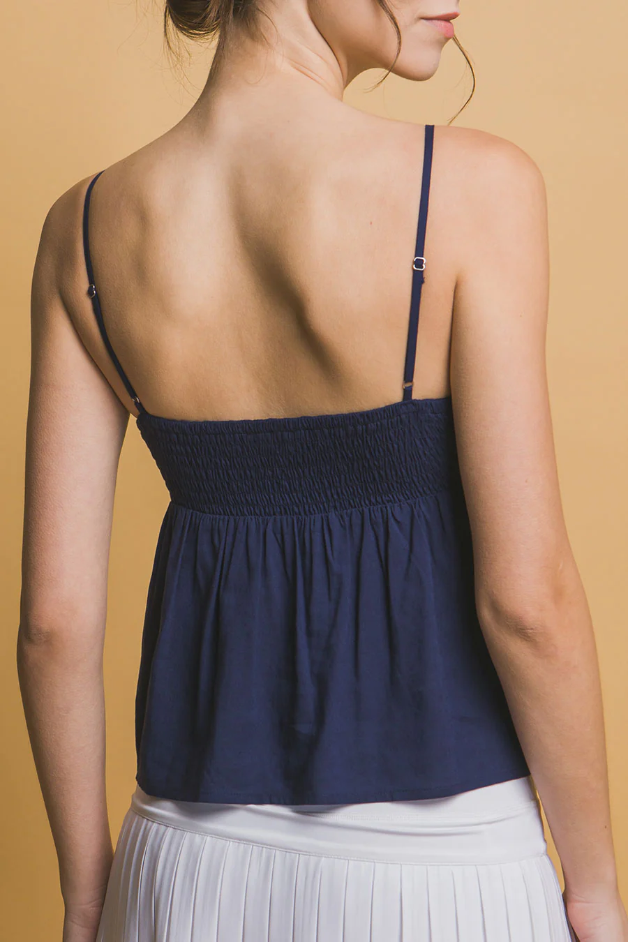 Clean Girl Lace Trim Linen Woven Cami Top - Image 8