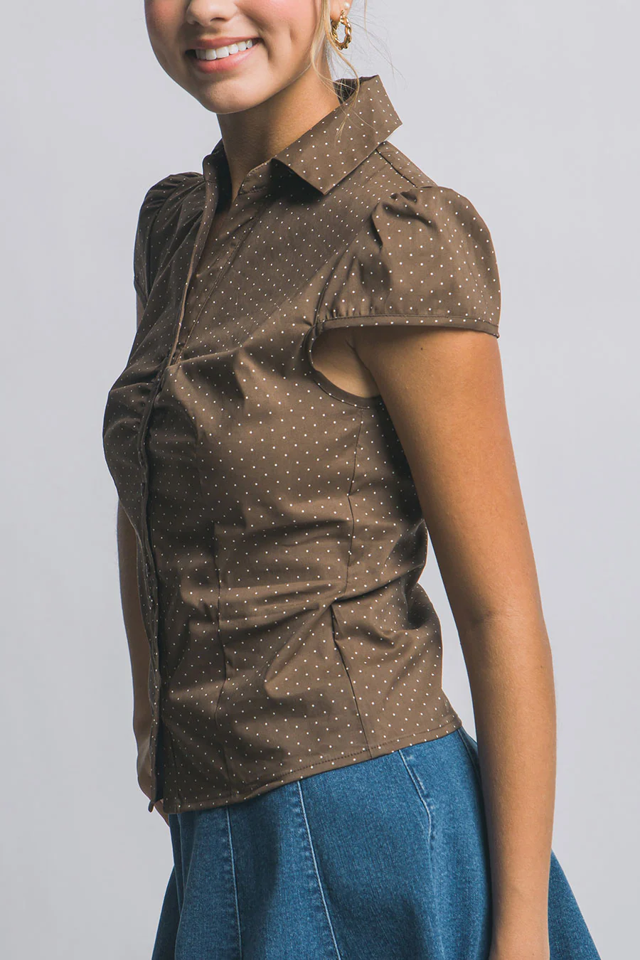 Clean Girl Polka Dot Short-Sleeve Shirt - Image 6