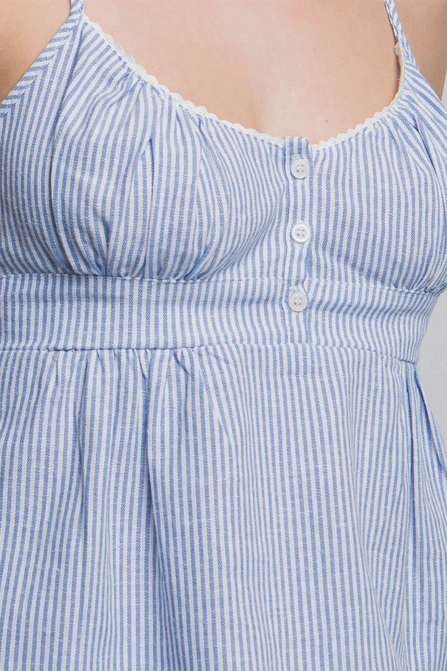 Clean Girl Striped Tie-Back Woven Cami Baby Doll Top - Image 5