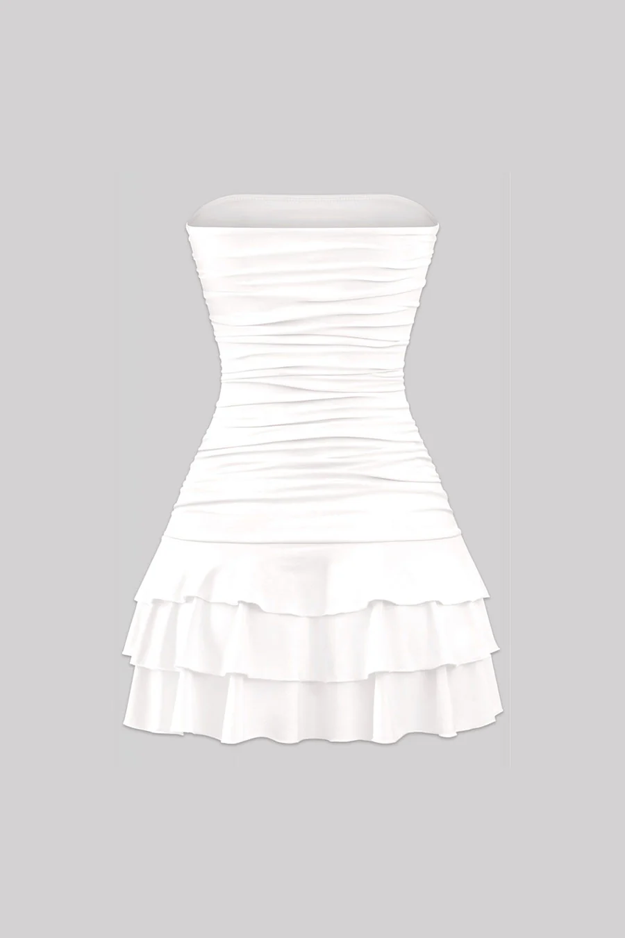 Coquette Strapless Ruched Ruffle Mini Dress with Bow Detail - Image 8