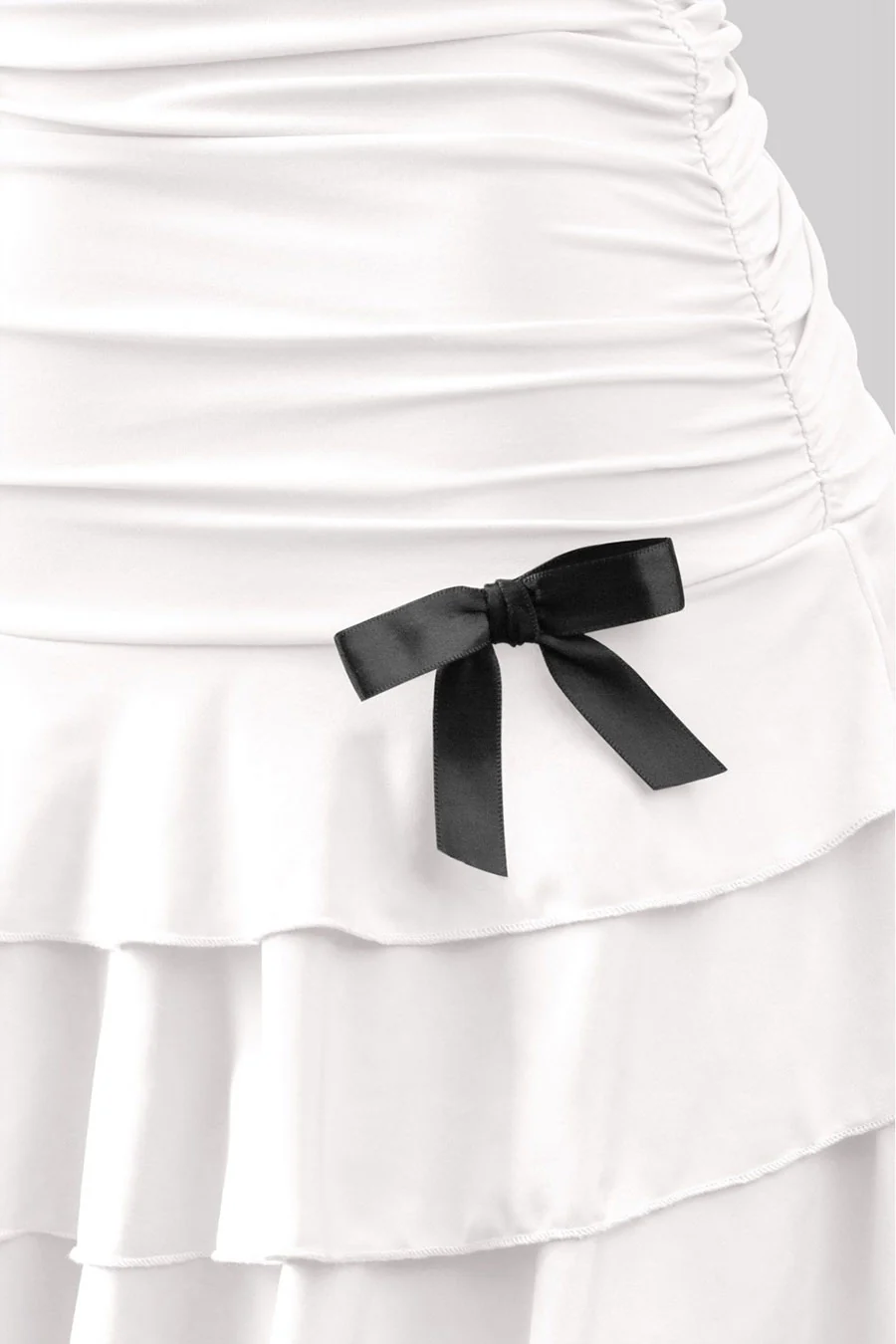 Coquette Strapless Ruched Ruffle Mini Dress with Bow Detail - Image 9