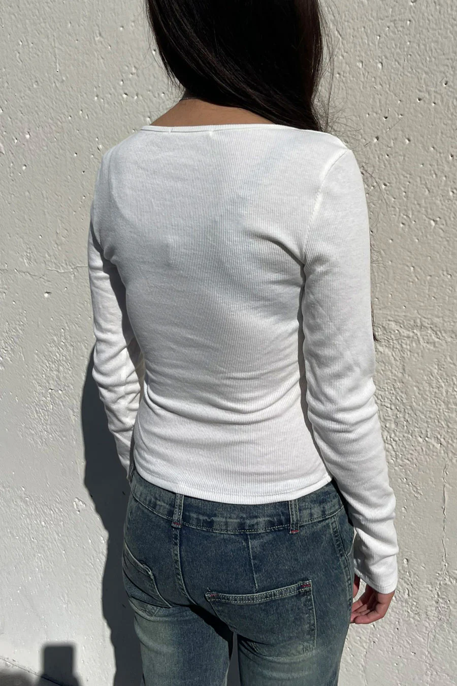 Crew Neck Lace & Bow Detail Long Sleeve Top - Image 7