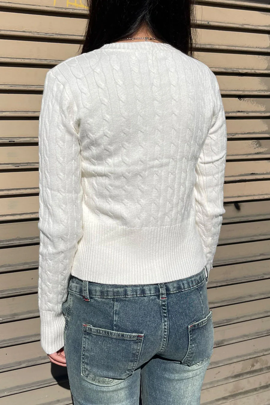 Downtown Girl Cable Knit Button-Front Cardigan Sweater - Image 4