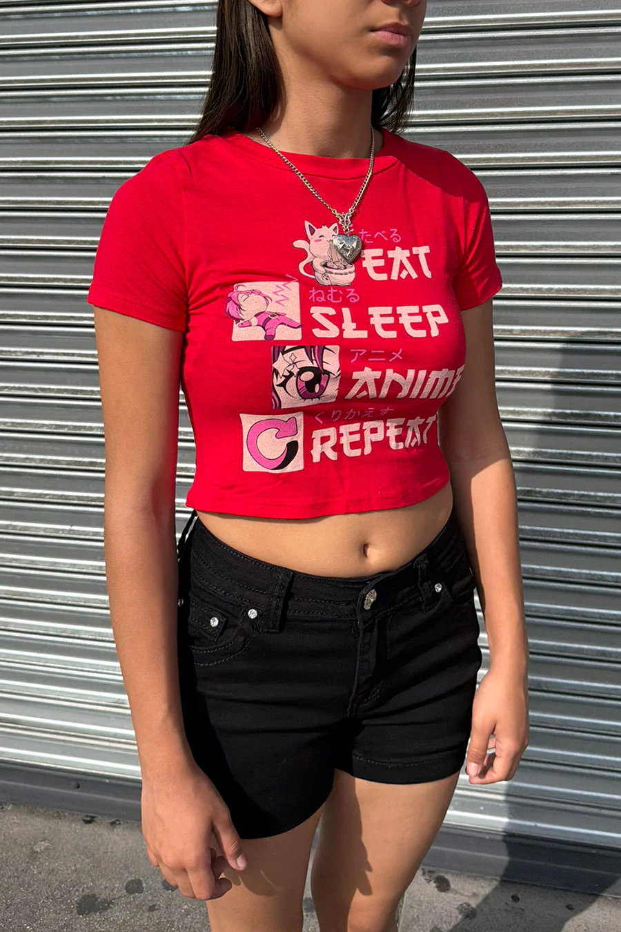 Eat Sleep Repeat Japanese Anime Short Sleeve T-Shirt