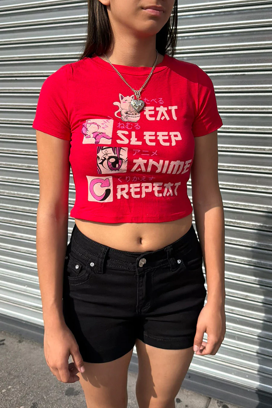 Eat Sleep Repeat Japanese Anime Short Sleeve T-Shirt - Image 3
