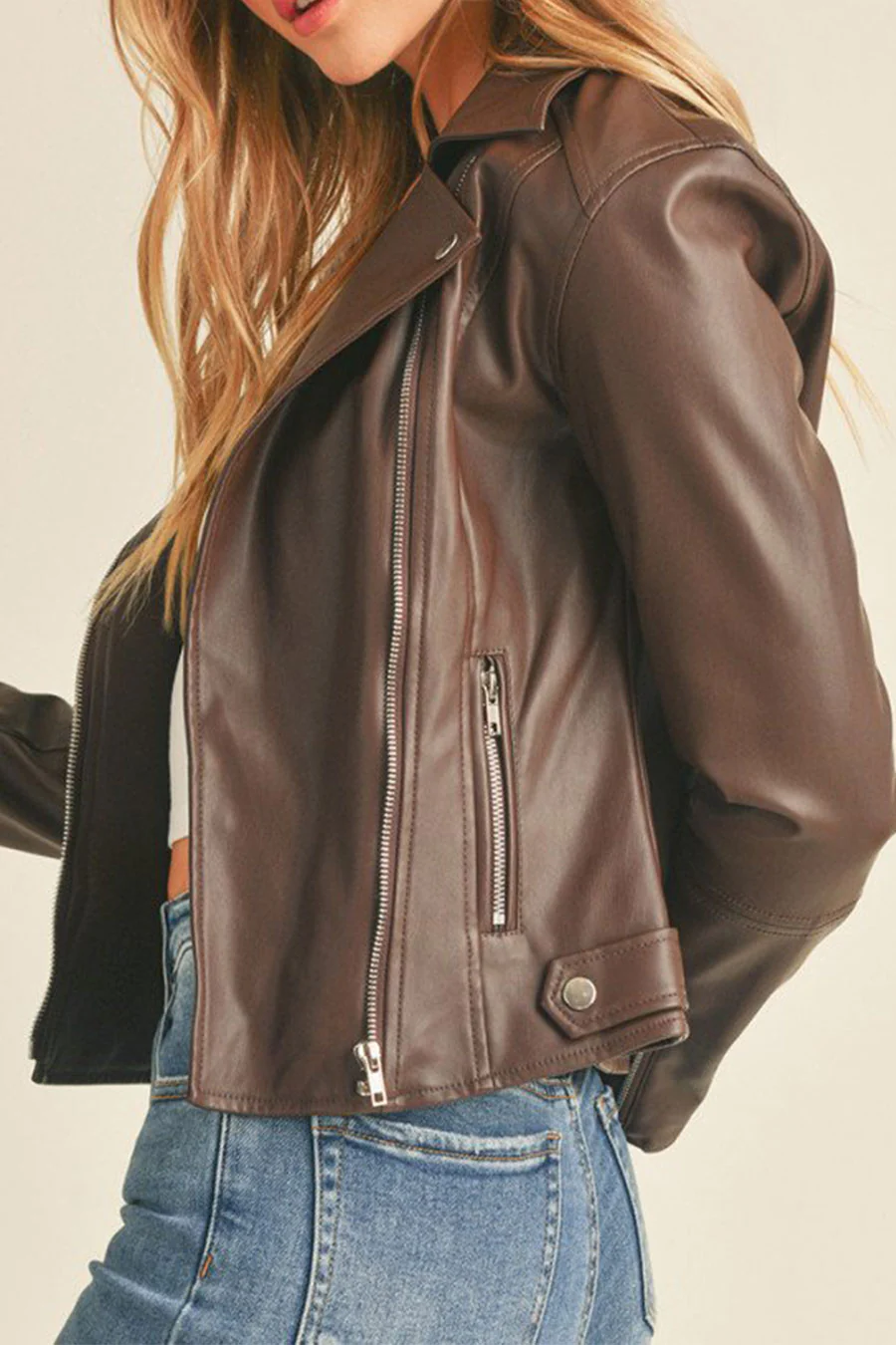 Faux Leather Biker Jacket - Image 14