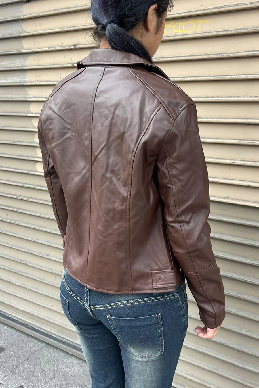 Faux Leather Biker Jacket - Image 6