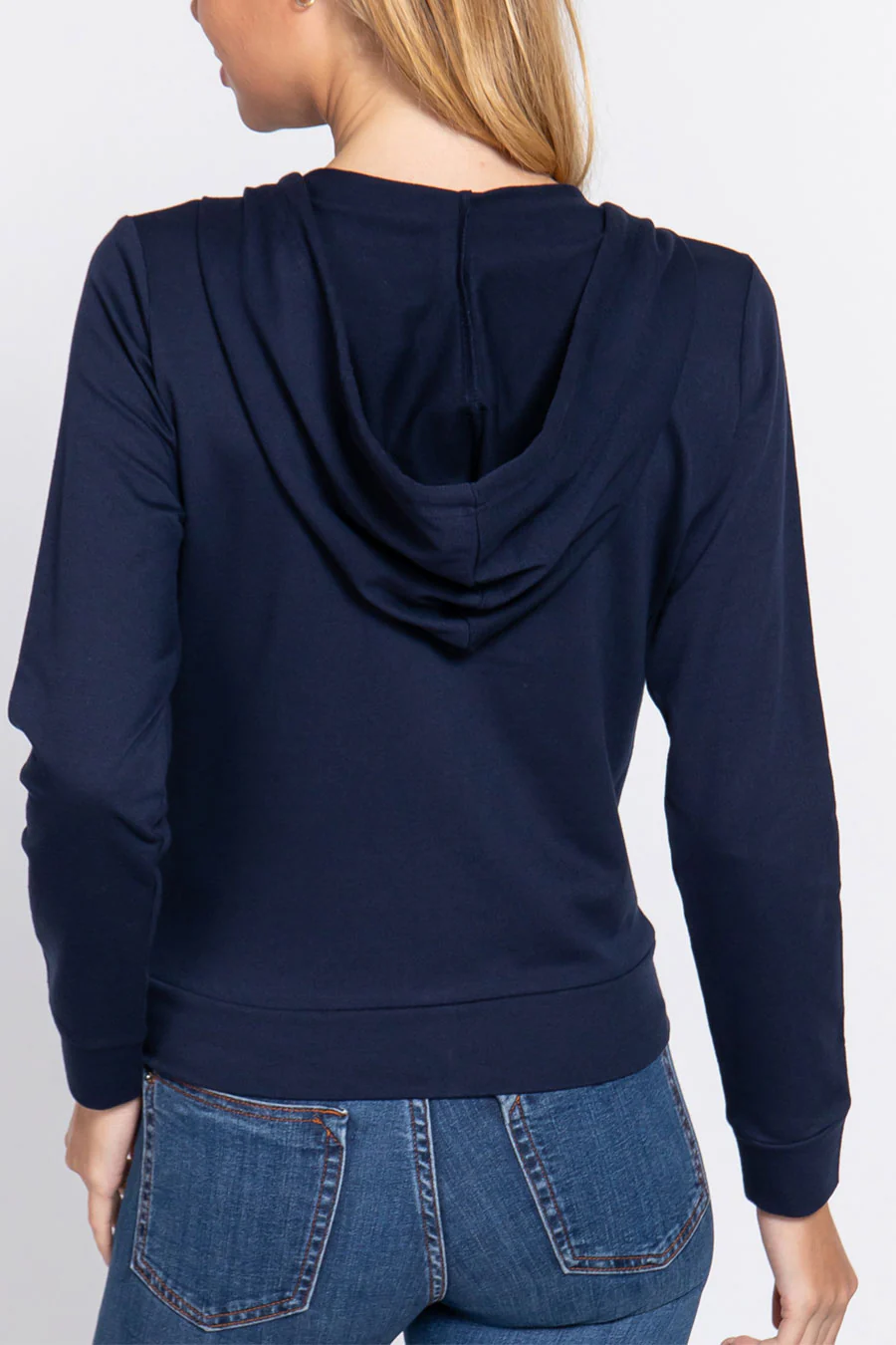 Basic French Terry Zip-Front Hoodie Sweatshirt Jacket - Image 14