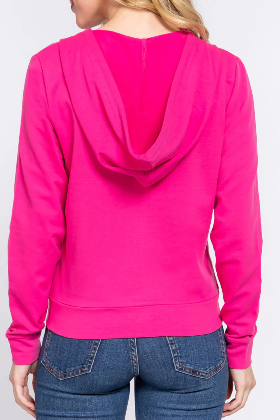 Basic French Terry Zip-Front Hoodie Sweatshirt Jacket - Image 16
