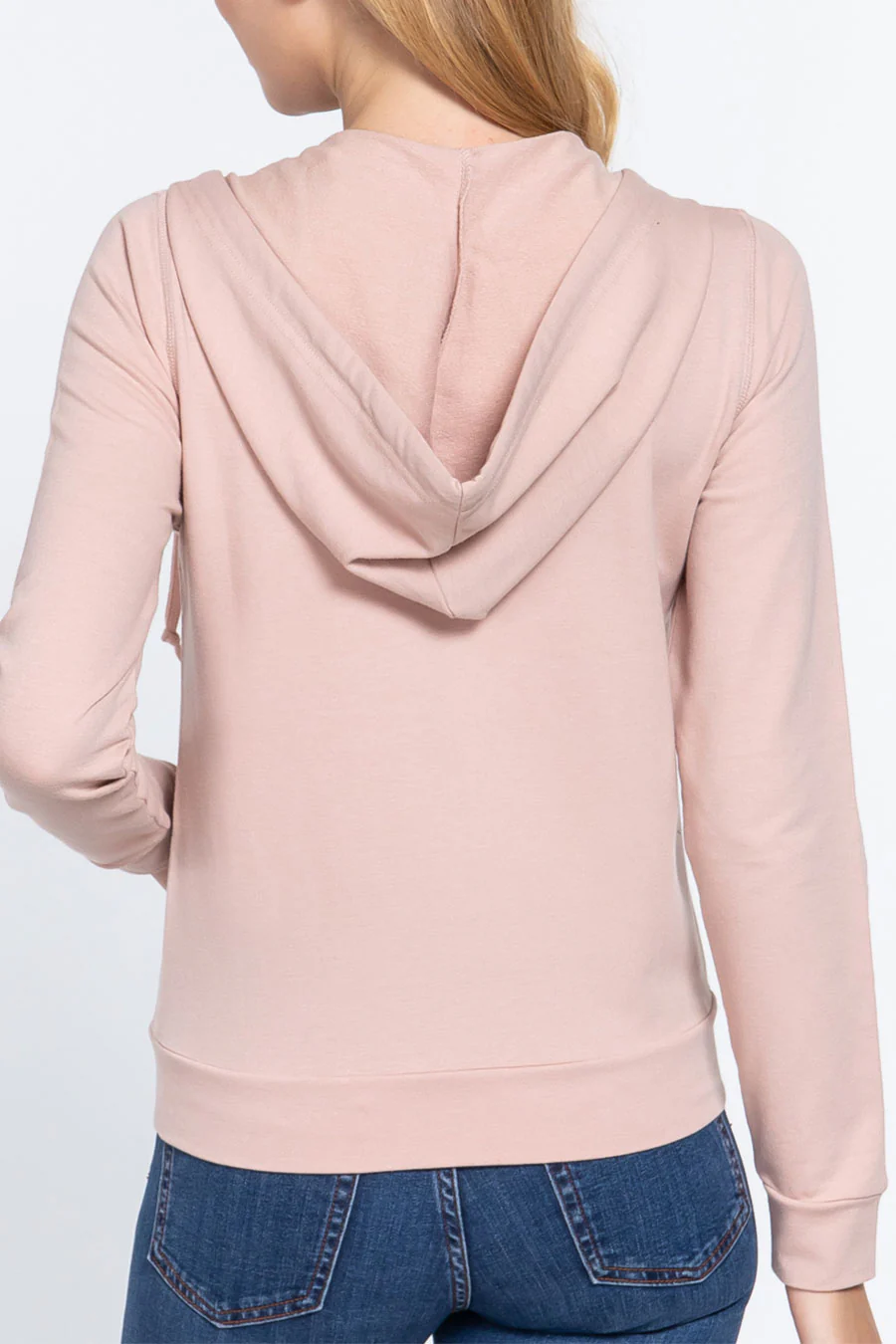 Basic French Terry Zip-Front Hoodie Sweatshirt Jacket - Image 18