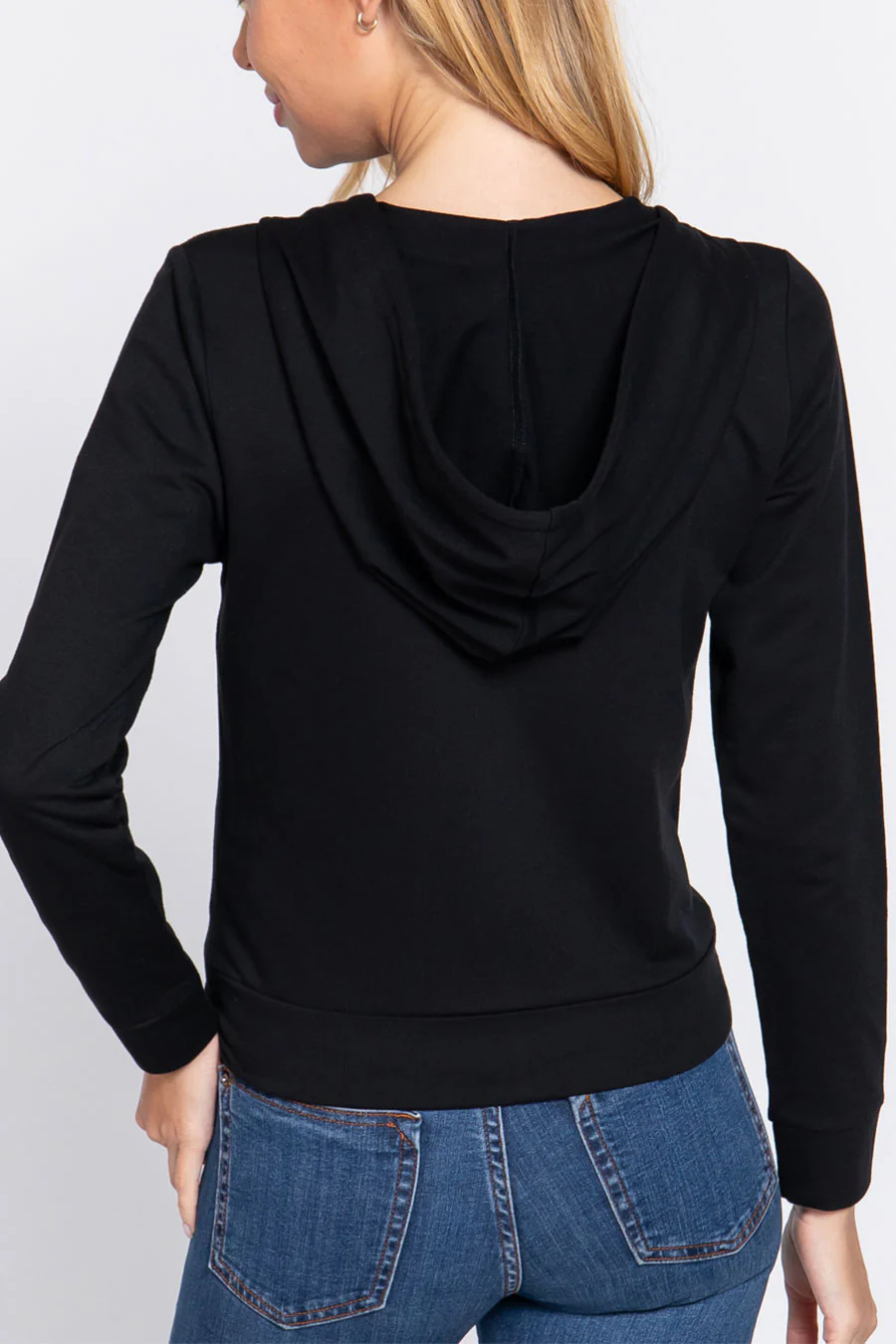 Basic French Terry Zip-Front Hoodie Sweatshirt Jacket - Image 20