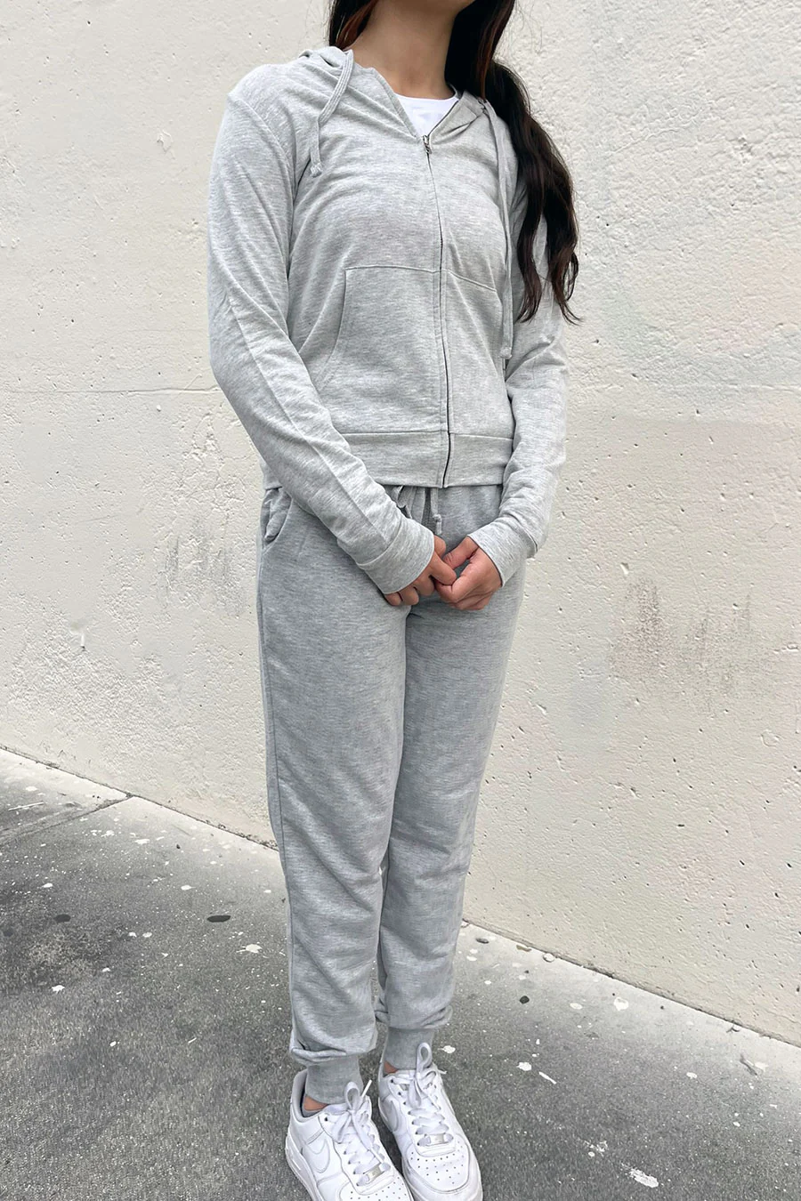 Basic French Terry Zip-Front Hoodie Sweatshirt Jacket - Image 3