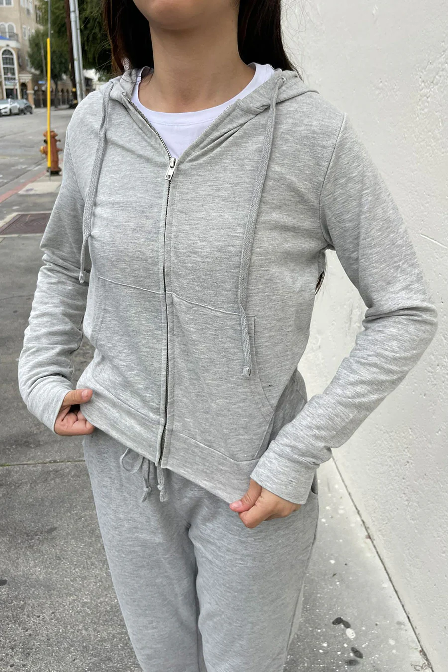 Basic French Terry Zip-Front Hoodie Sweatshirt Jacket - Image 5