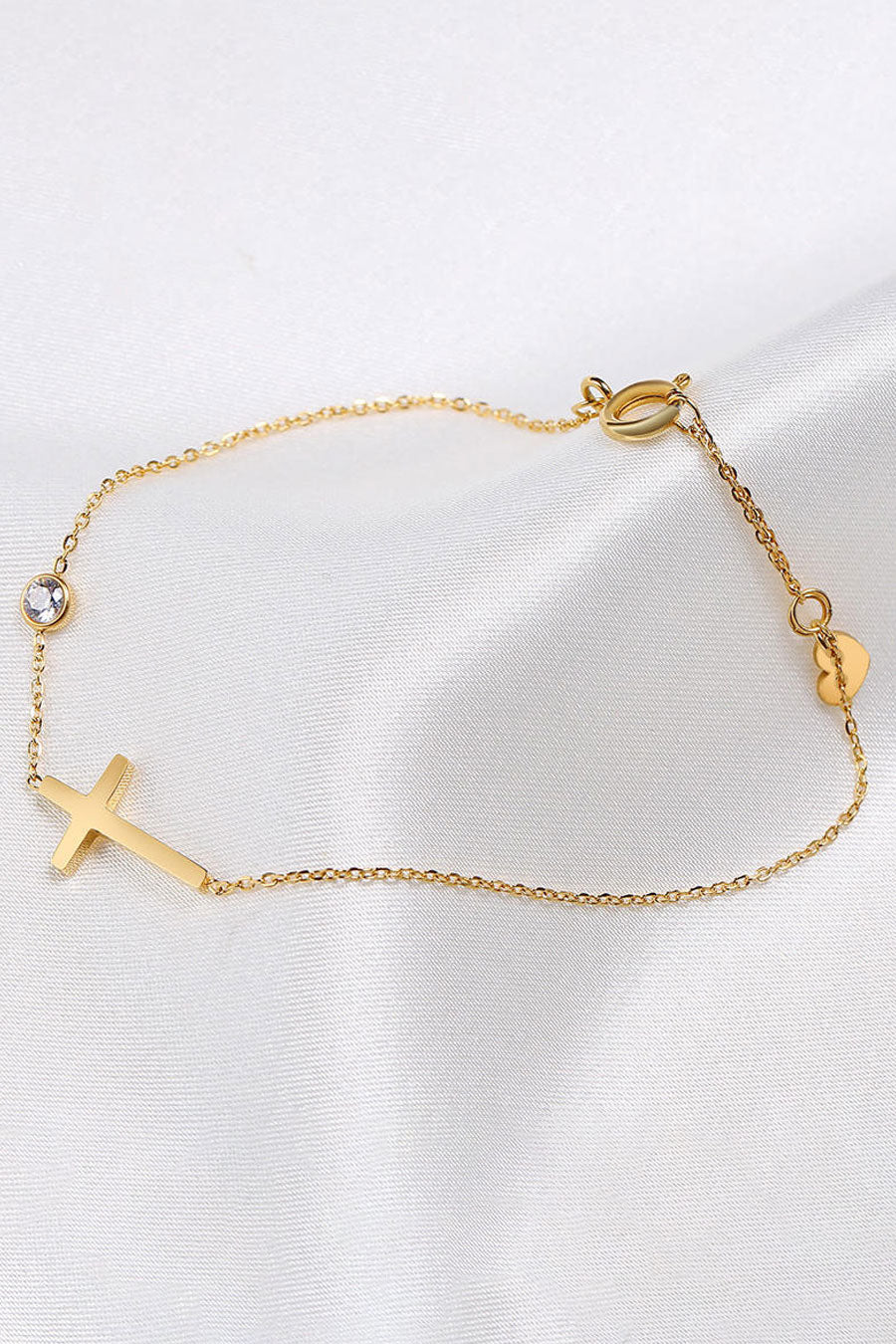 Gold Color Cross Charm Dainty Bracelet - Image 2
