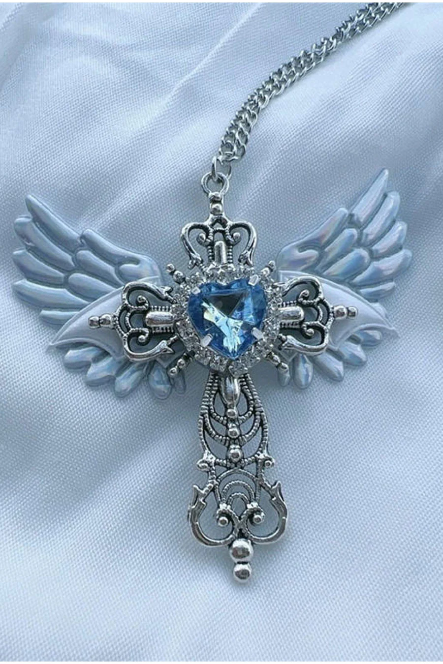 Gothic Angel Wing & Cross Y2K Pendant Necklace - Image 3