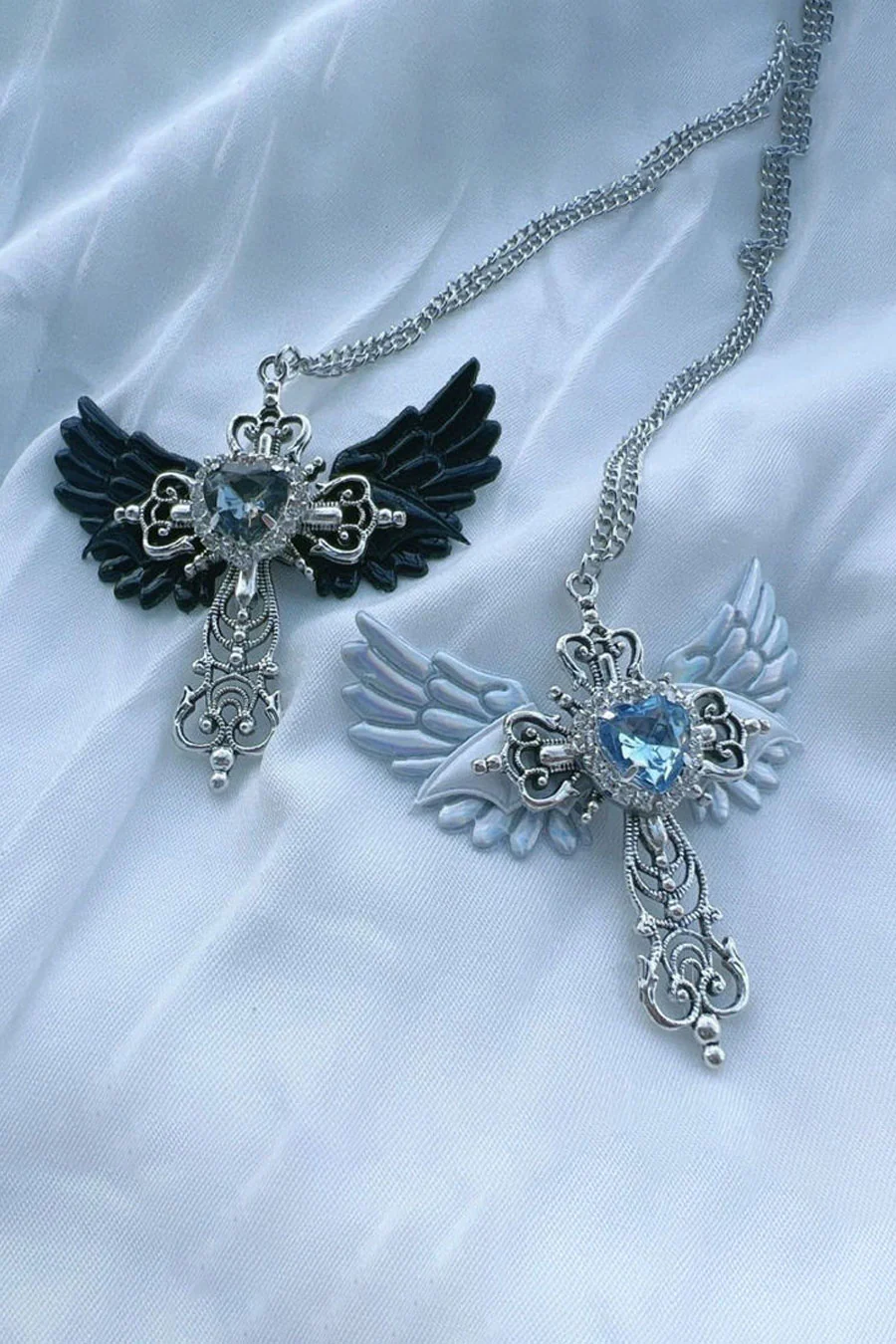 Gothic Angel Wing & Cross Y2K Pendant Necklace - Image 7