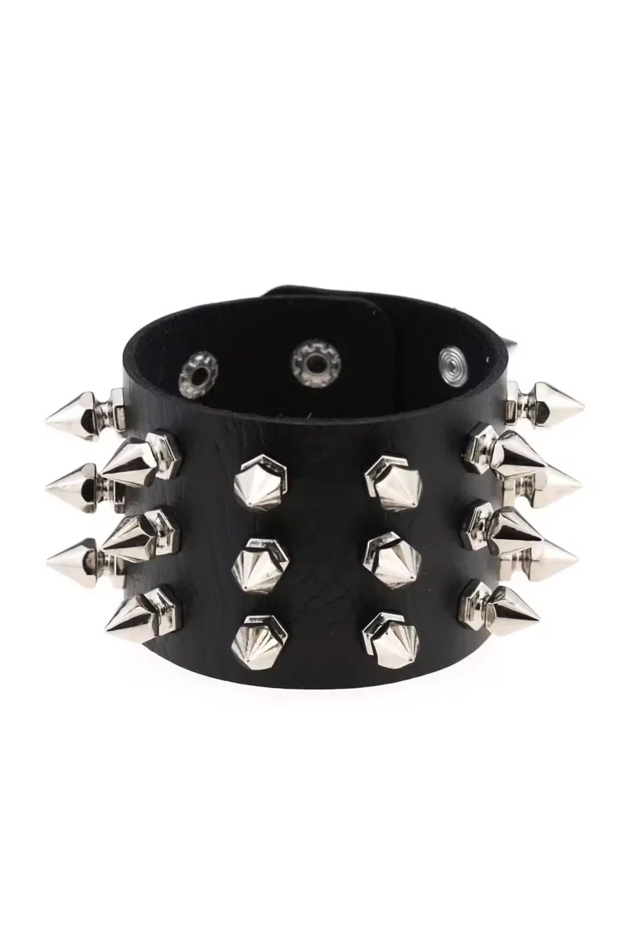 Gothic Studded Spikes PU Leather Bracelets with Adjustable Snap Buttons