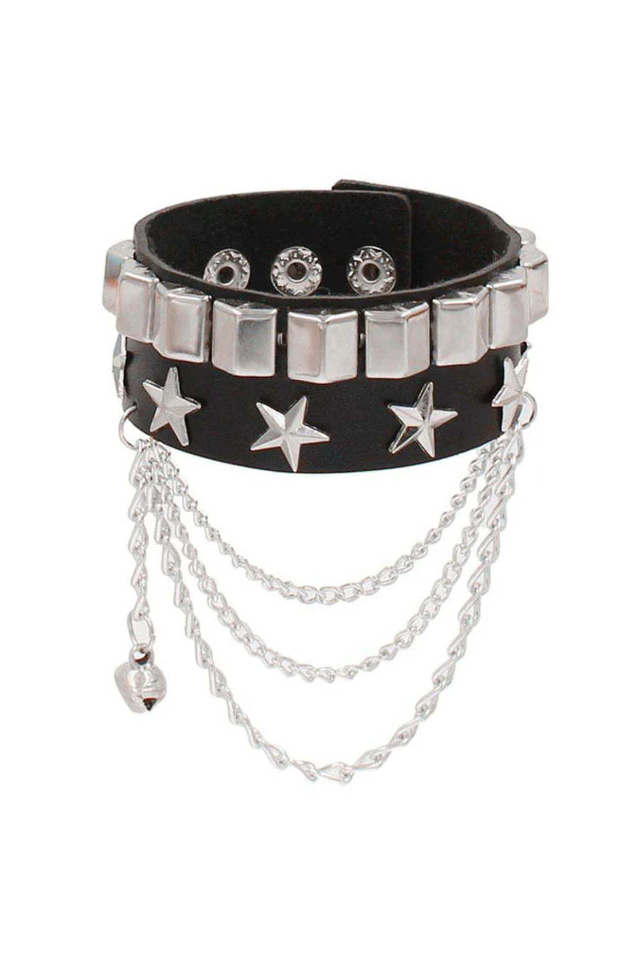 Gothic Studded Starts Chain PU Leather Bracelets with Adjustable Snap Buttons
