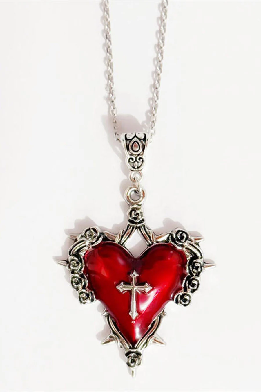 Gothic Wild Thorn Heart Y2K Pendant Necklace - Image 2