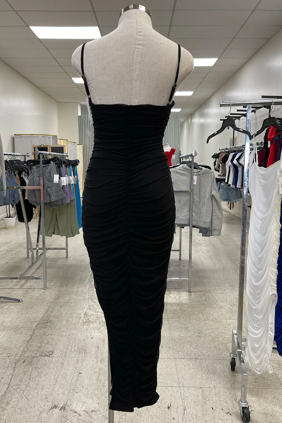 ENBE™ Mesh Double-Layer Ruched Side Slit Bodycon Long Maxi Magic Stretch Dress - Image 11