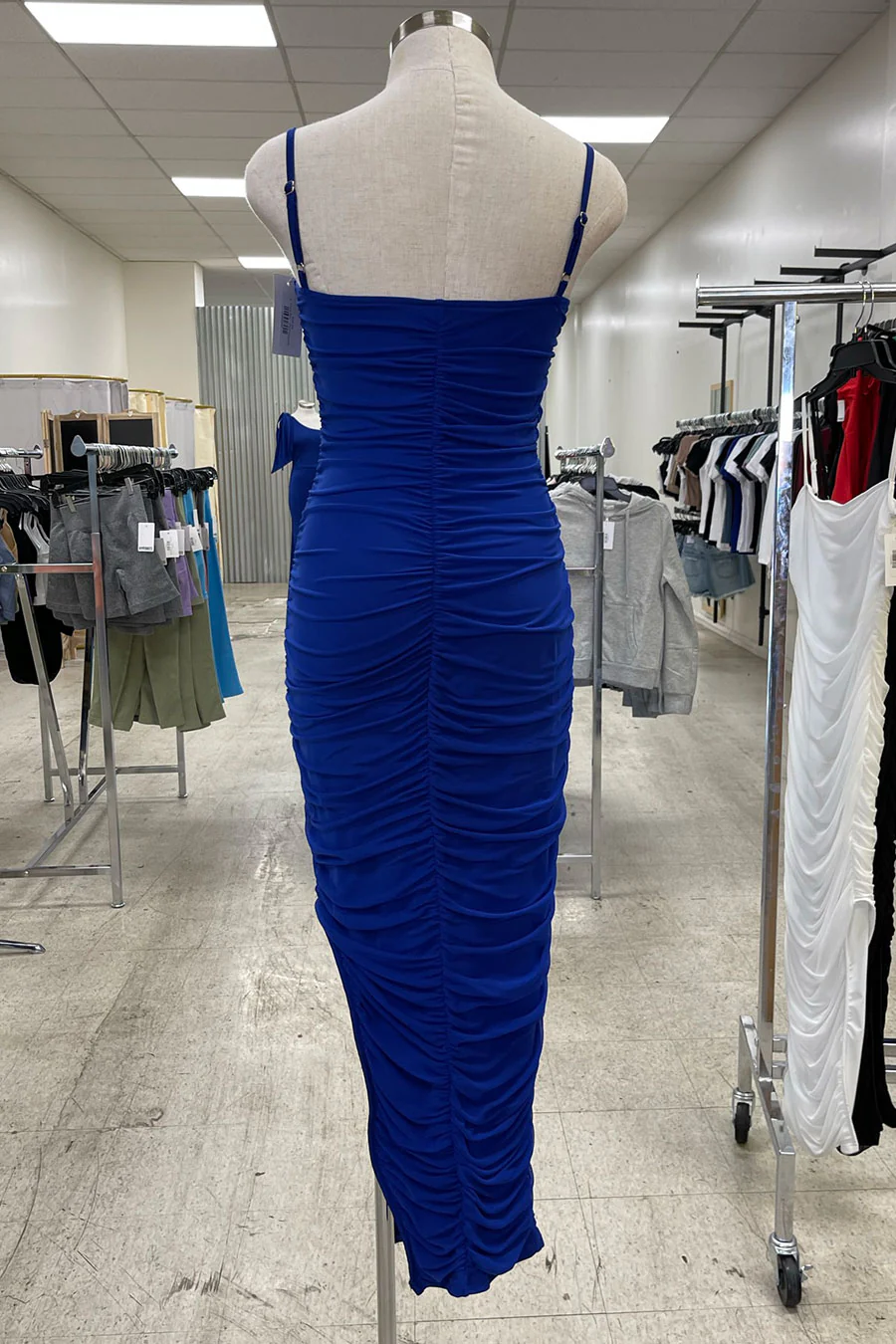 ENBE™ Mesh Double-Layer Ruched Side Slit Bodycon Long Maxi Magic Stretch Dress - Image 5