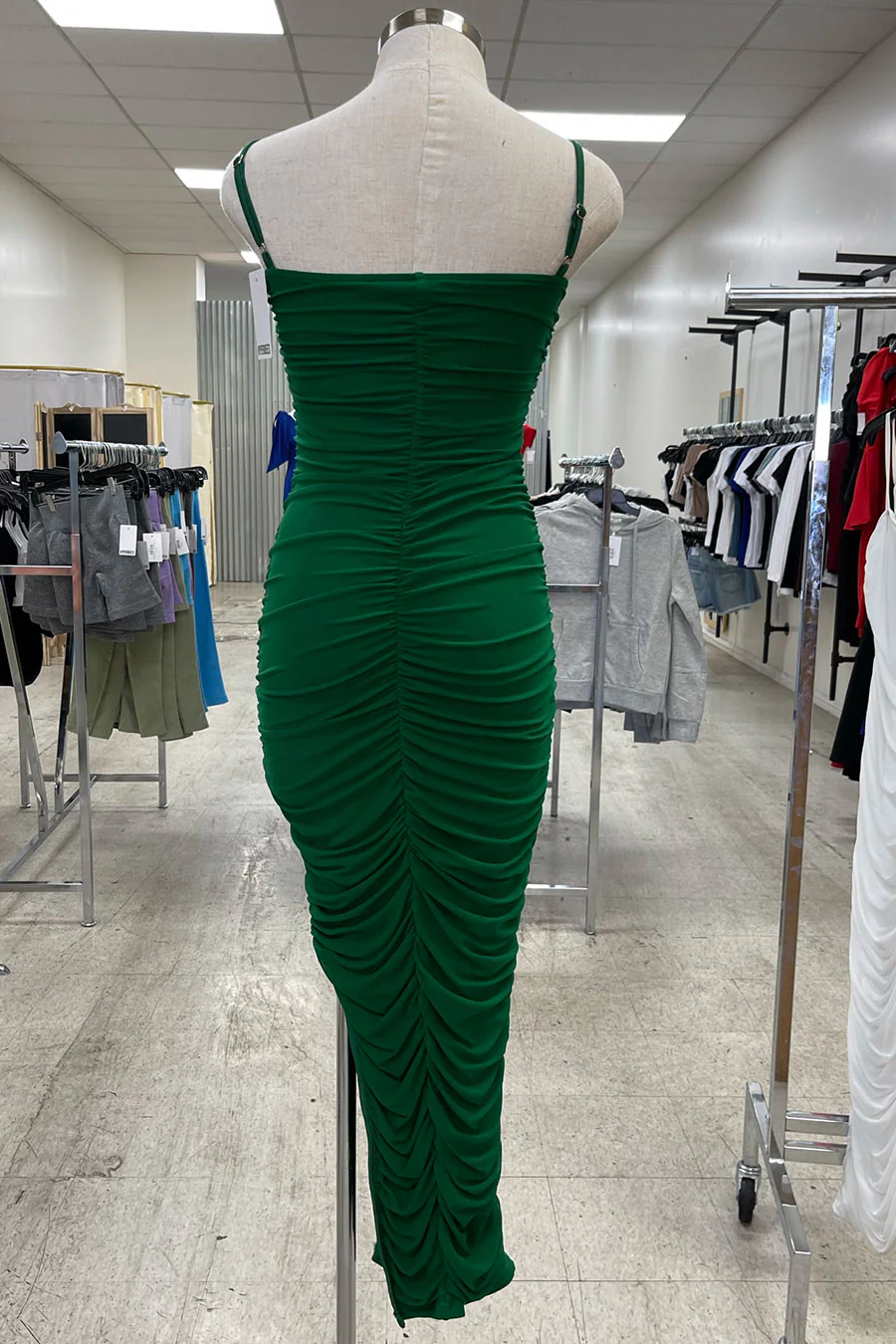 ENBE™ Mesh Double-Layer Ruched Side Slit Bodycon Long Maxi Magic Stretch Dress - Image 7