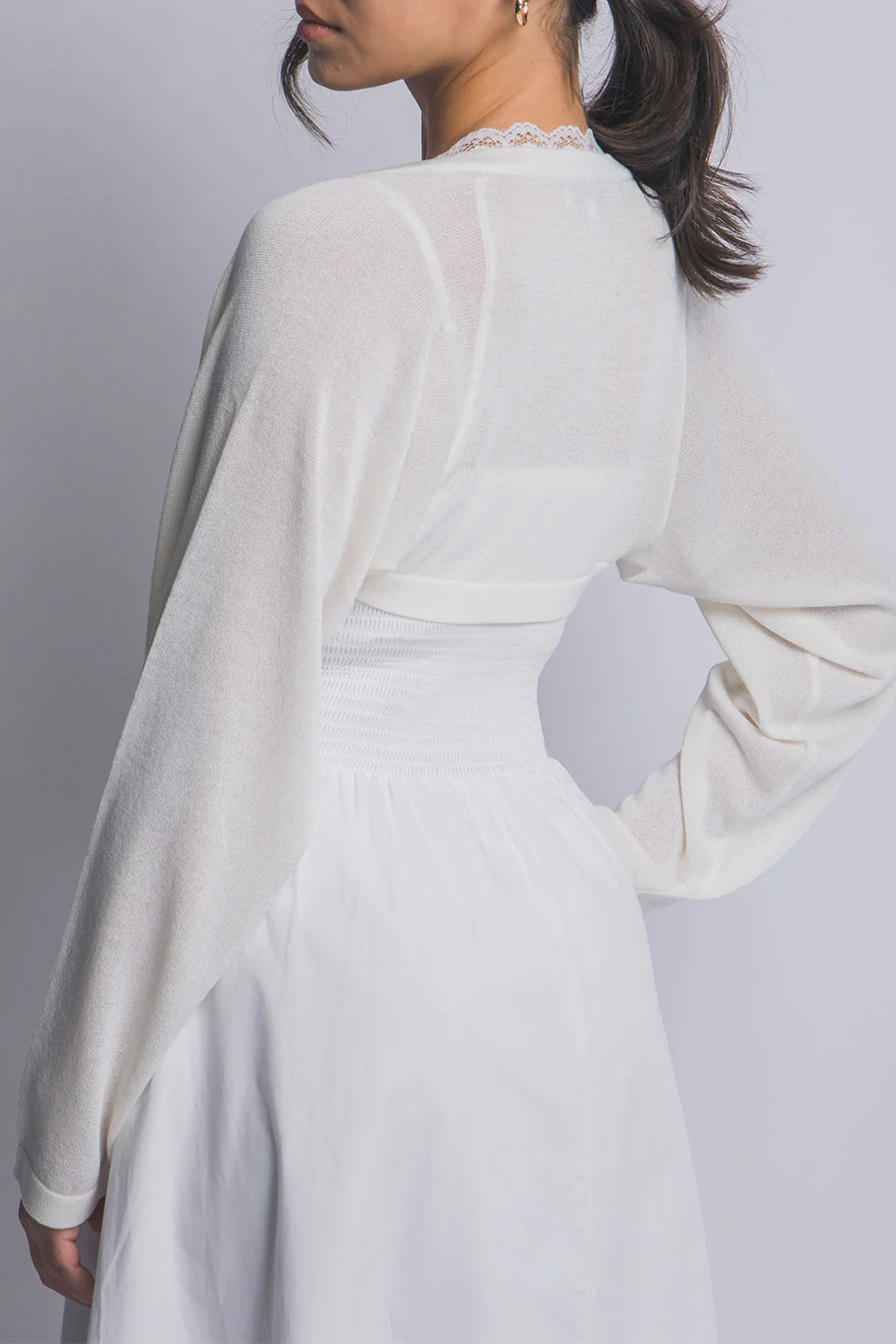 Lightweight Bolero Sweater with Lace Trim Detail - Image 6