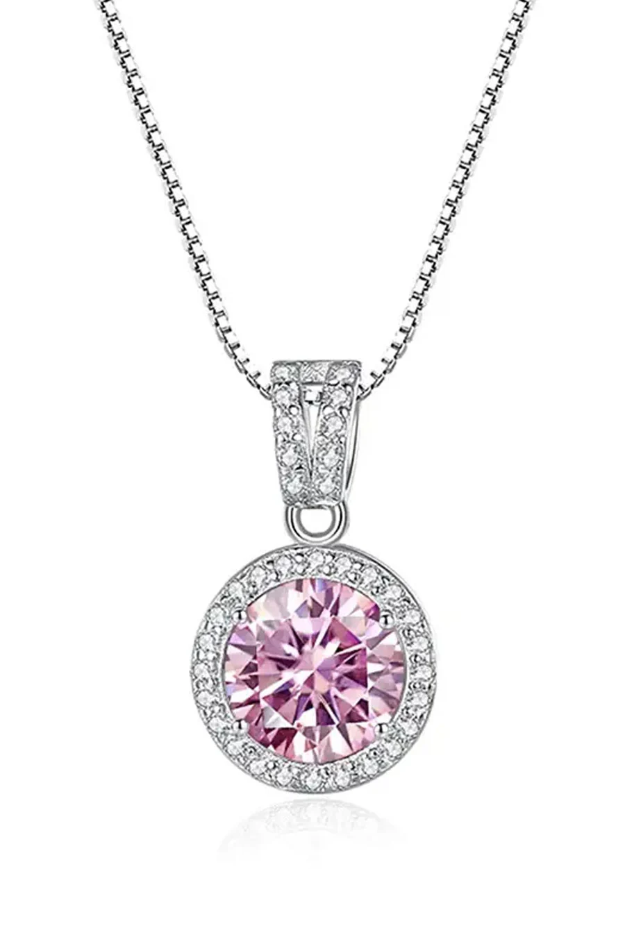 Silver Plated Crystal Dainty Round Pendant Necklace - Image 3
