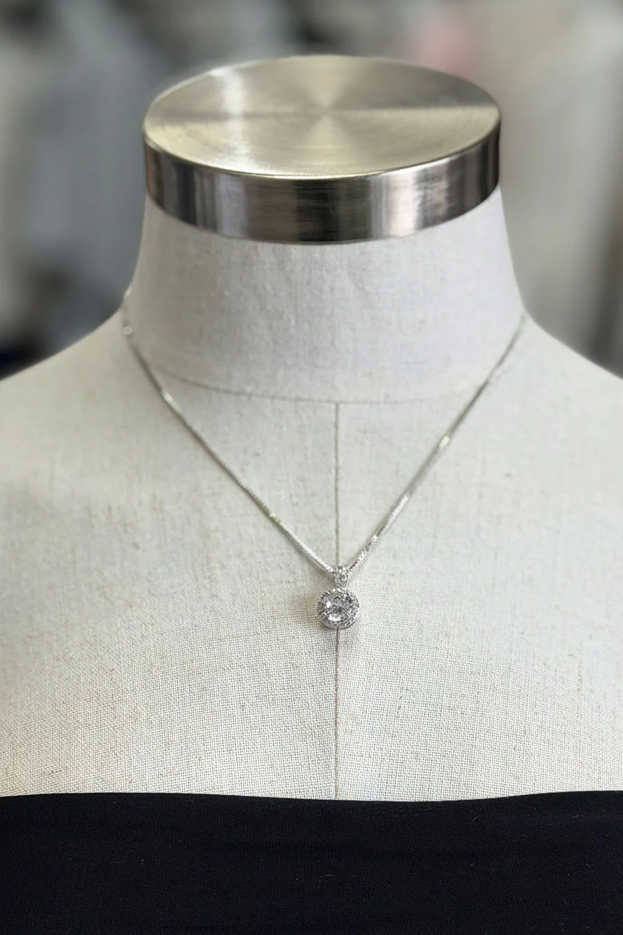 Silver Plated Crystal Dainty Round Pendant Necklace - Image 6