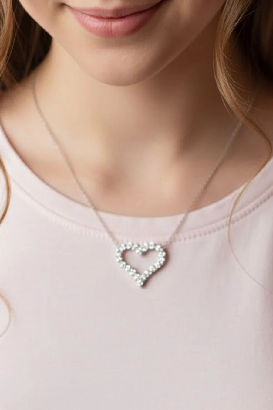 Silver Plated Crystal Heart Pendant Necklace - Image 2