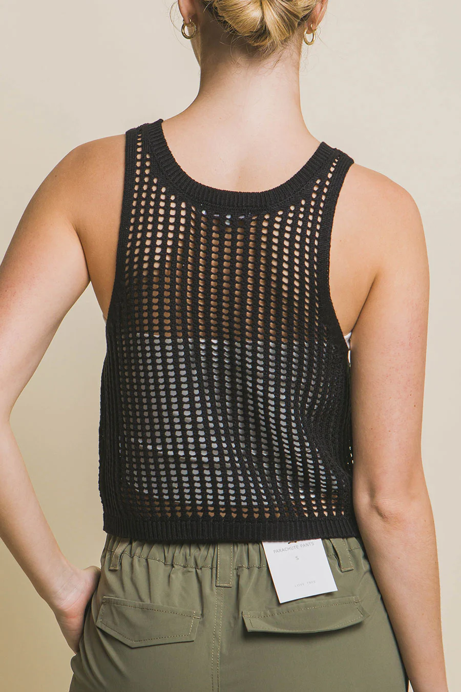 Sleeveless Open Knit Summer Crop Top - Image 5