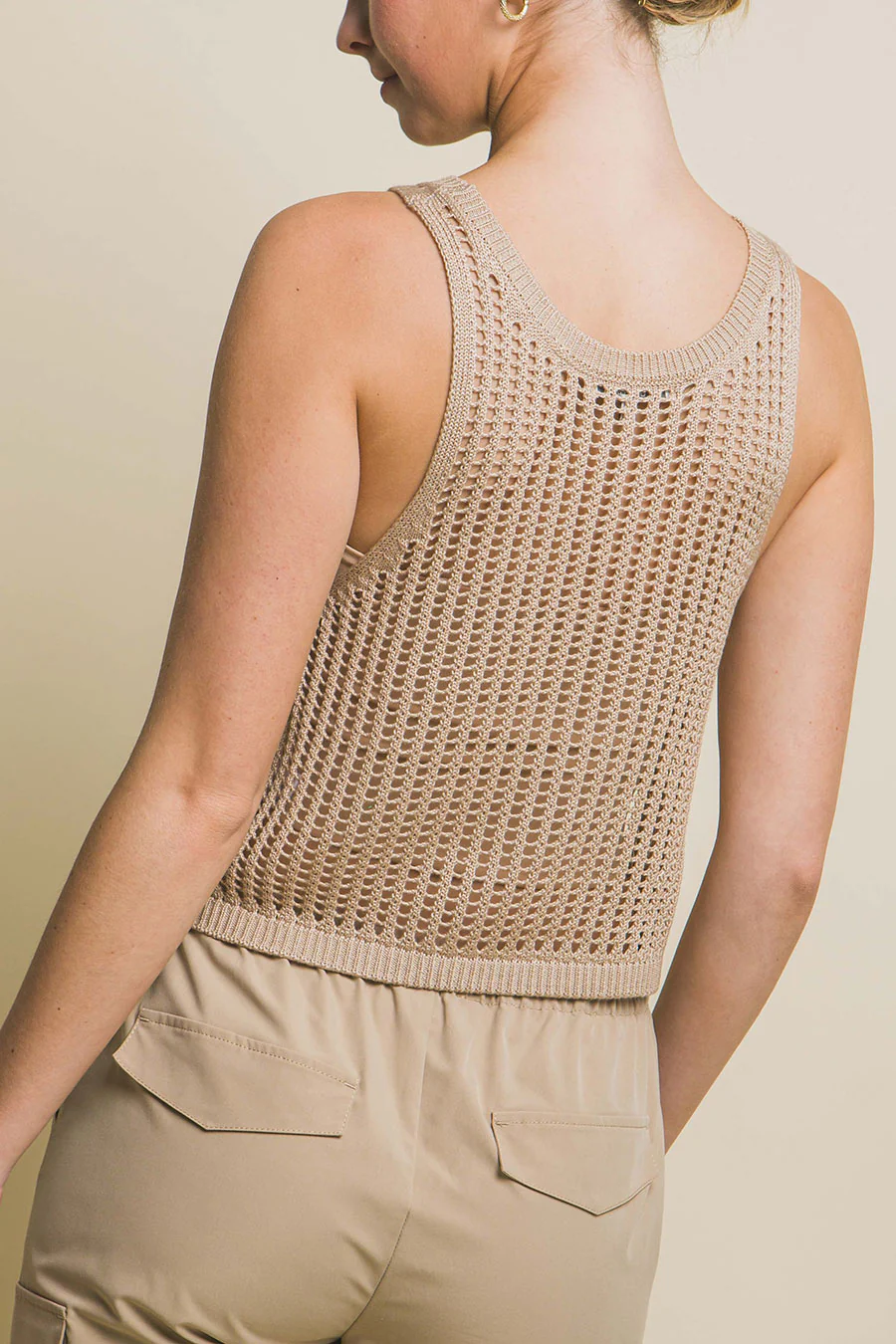 Sleeveless Open Knit Summer Crop Top - Image 7