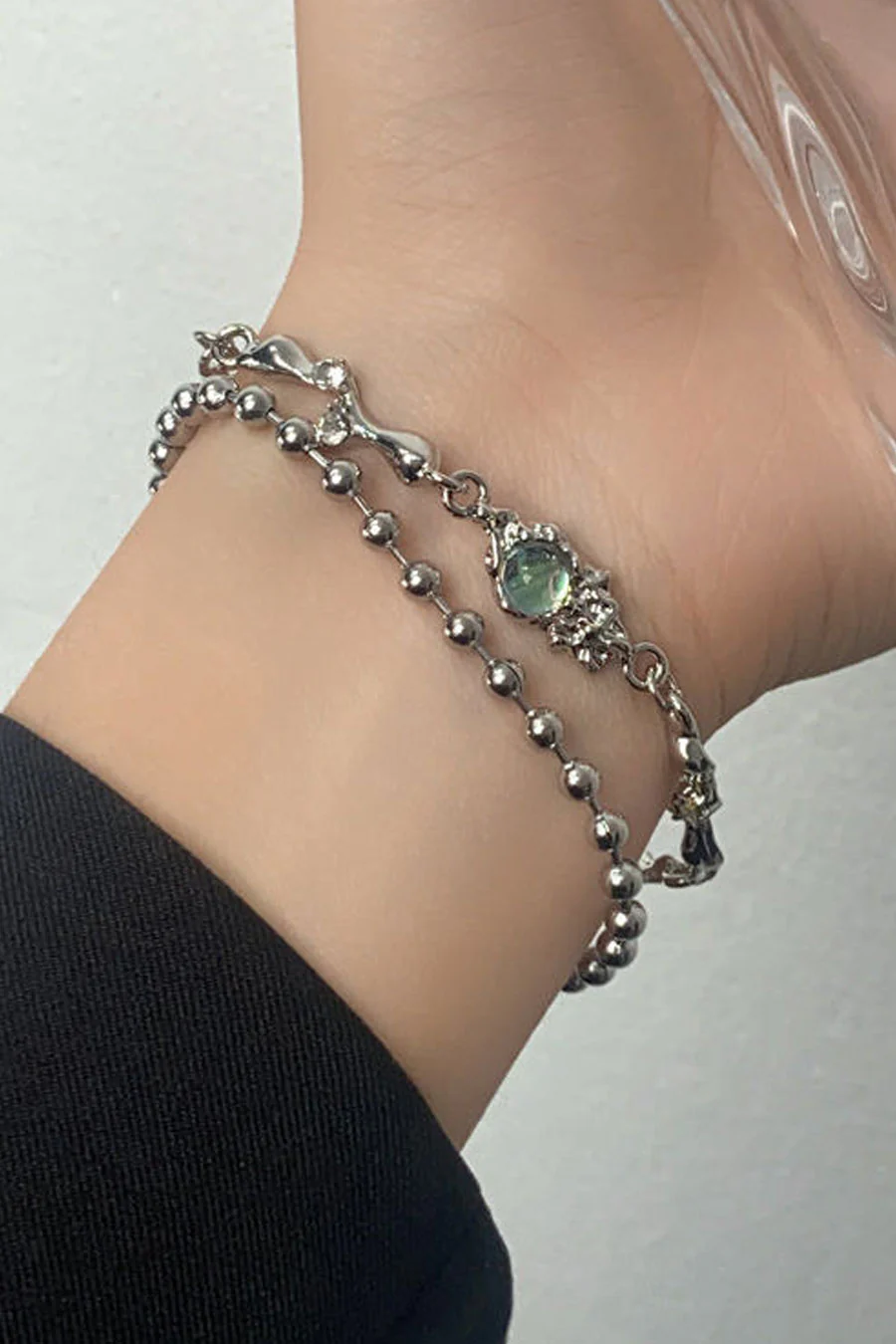 Soft Gothic Steel Chain Moonlight Stone Bracelets - Image 2