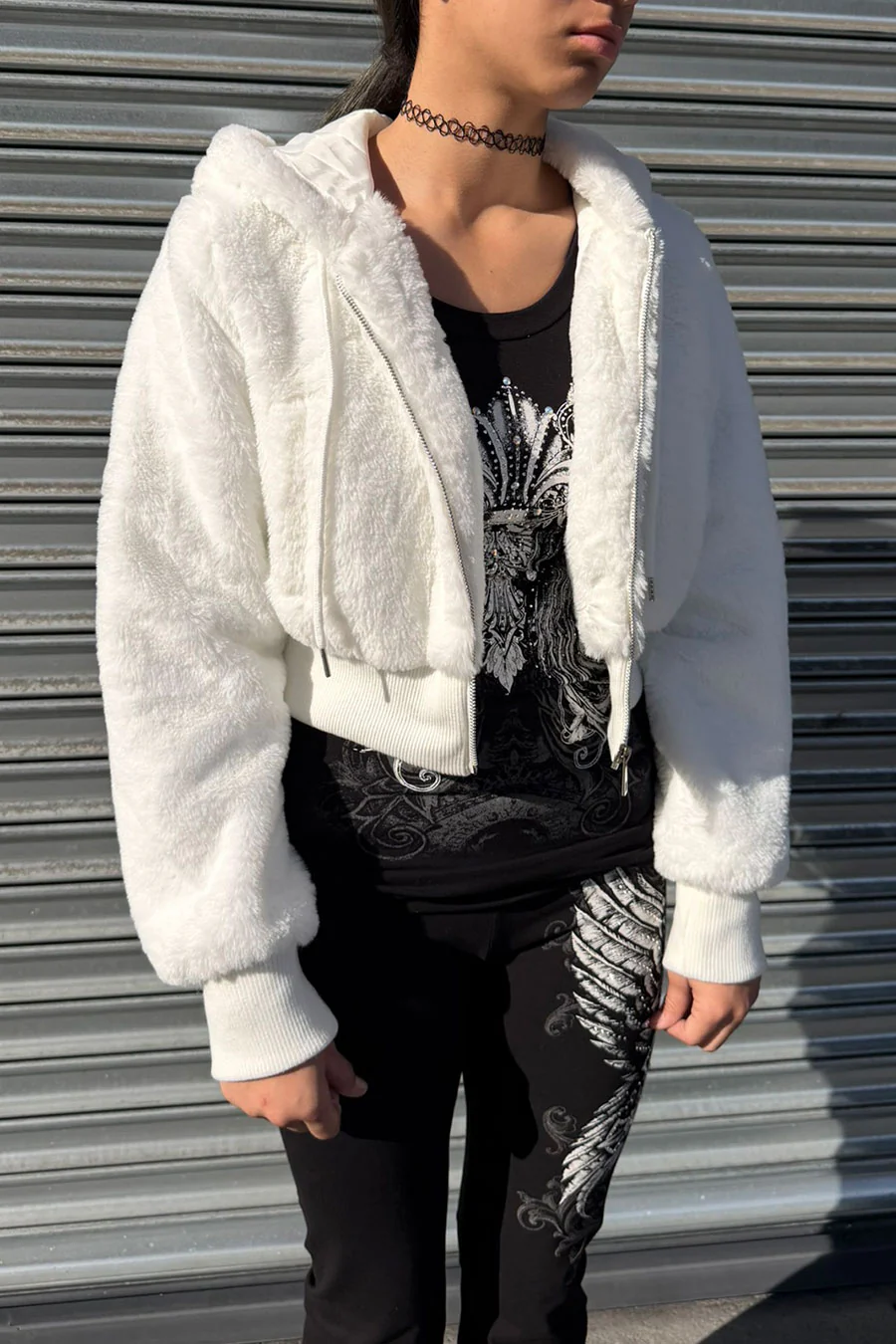 Super Soft Faux Fur Zip-Up Hoodie Bomber Jacket - Image 3
