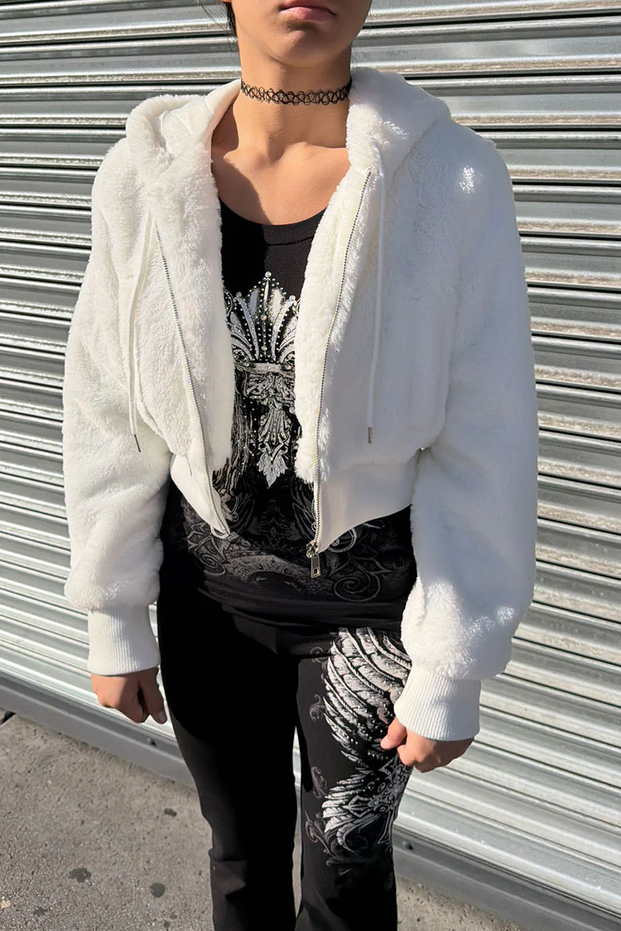 Super Soft Faux Fur Zip-Up Hoodie Bomber Jacket - Image 5