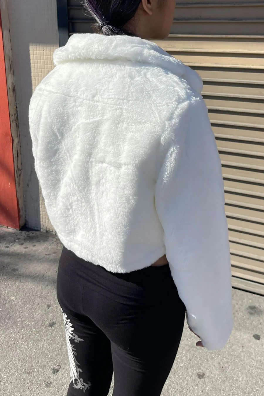 Tailored Collar Soft-Hand Faux Fur Crop Coat Jacket with Hidden Snap Button - Image 13