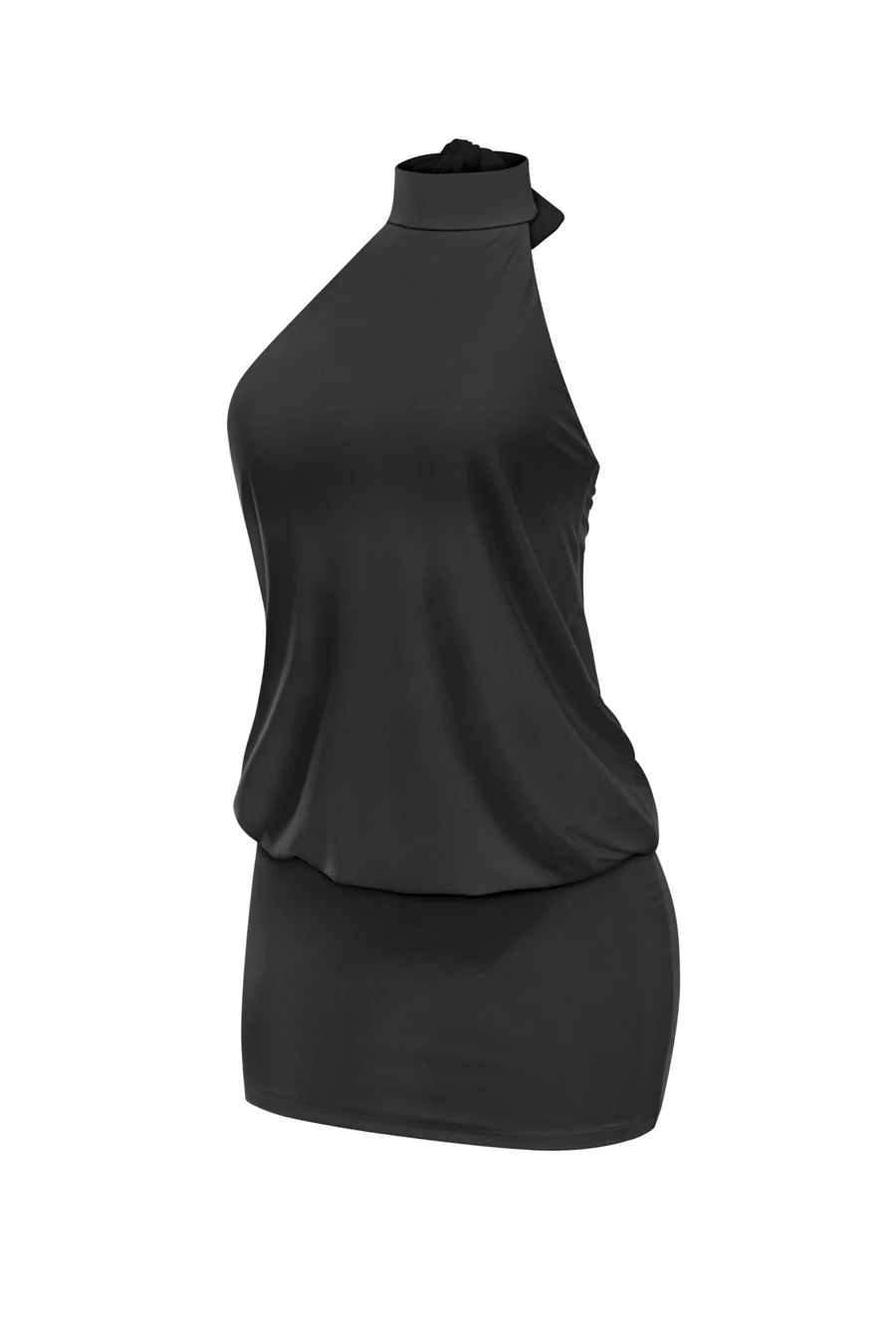 Tresser™ 2000s Vintage Style High Halter Cowl Neck Back Tie Ruched Mini Dress