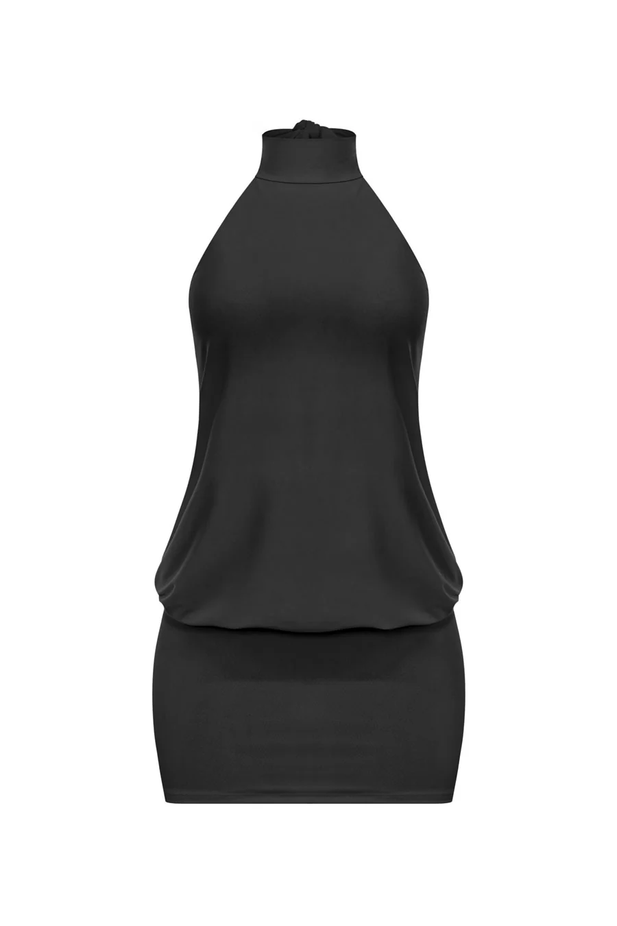 Tresser™ 2000s Vintage Style High Halter Cowl Neck Back Tie Ruched Mini Dress - Image 3