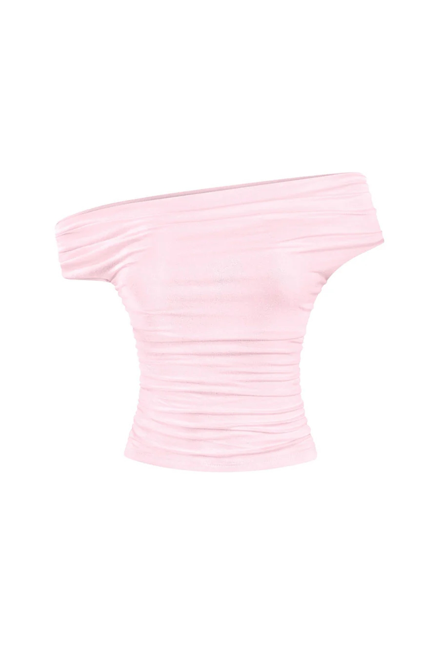 Tresser™ Asymmetrical Off Shoulder Ruched Crop Top (Double-Layer) - Image 9