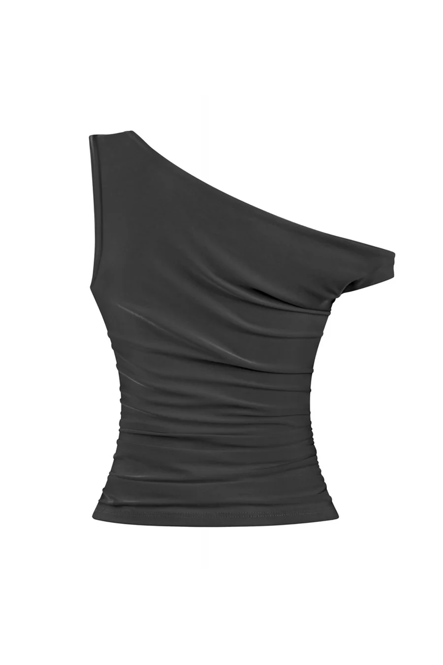 Tresser™ Asymmetrical Off Shoulder Ruched Crop Top (Double-Layer) - Image 3