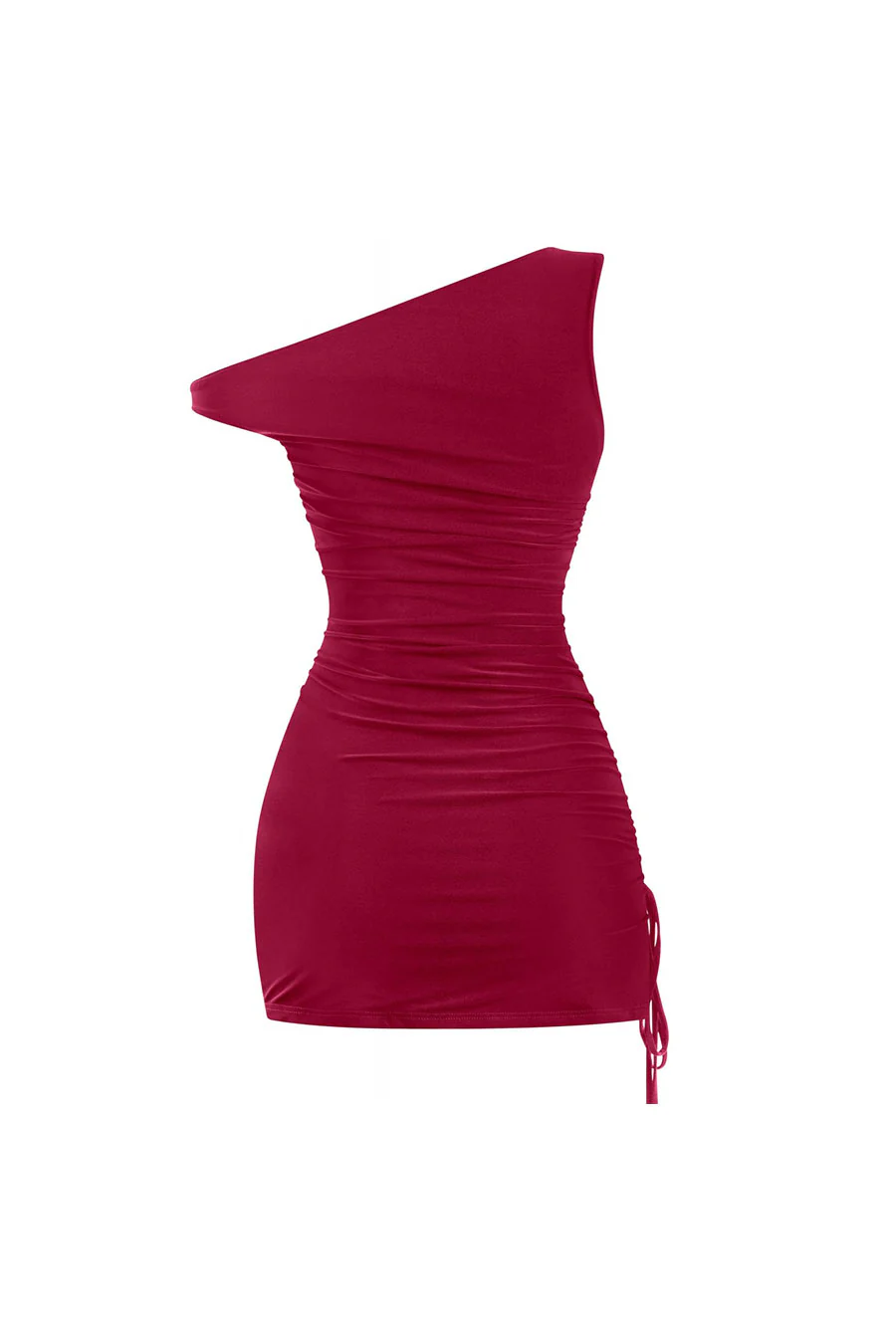 Tresser™ Asymmetrical Off Shoulder Ruched Side Ties Mini Dress - Image 11