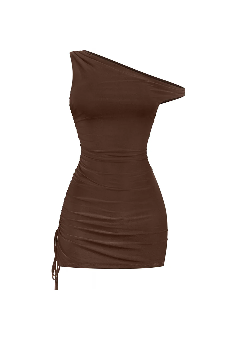 Tresser™ Asymmetrical Off Shoulder Ruched Side Ties Mini Dress - Image 12
