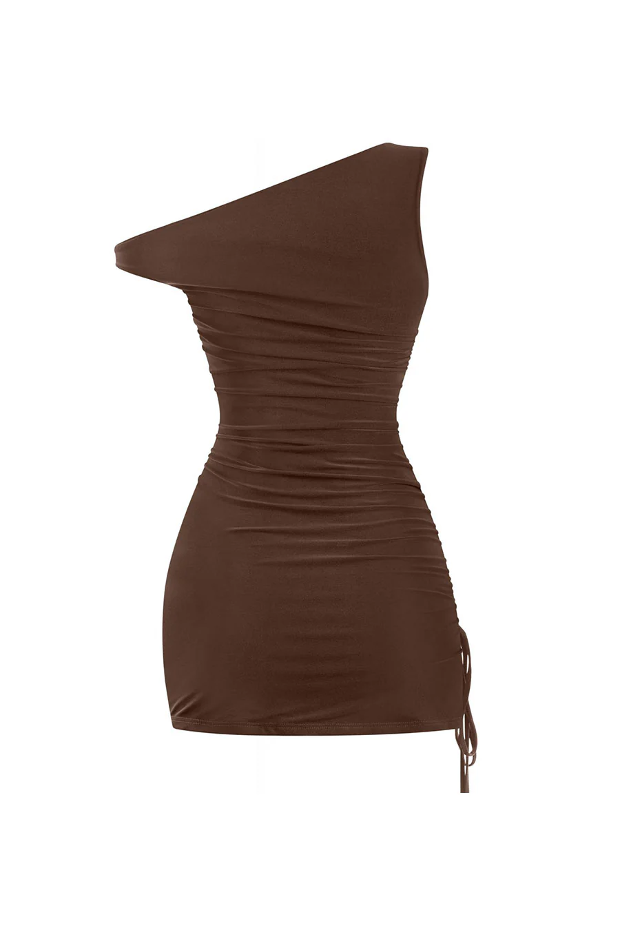 Tresser™ Asymmetrical Off Shoulder Ruched Side Ties Mini Dress - Image 14