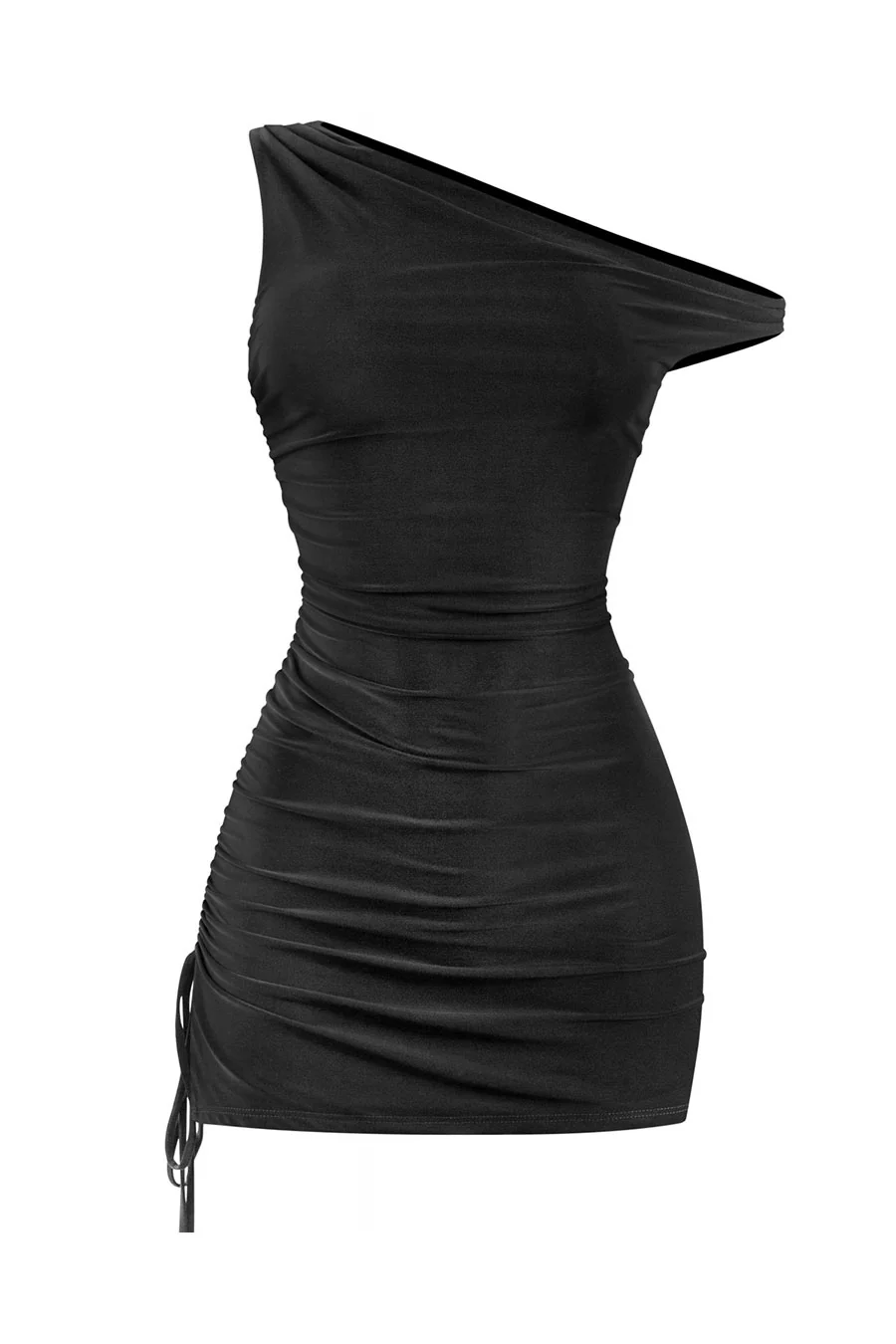 Tresser™ Asymmetrical Off Shoulder Ruched Side Ties Mini Dress - Image 6
