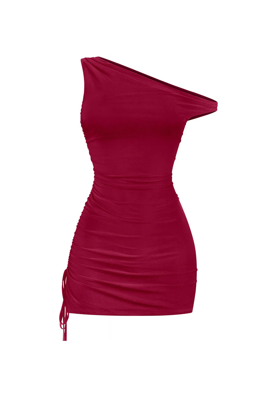 Tresser™ Asymmetrical Off Shoulder Ruched Side Ties Mini Dress - Image 9