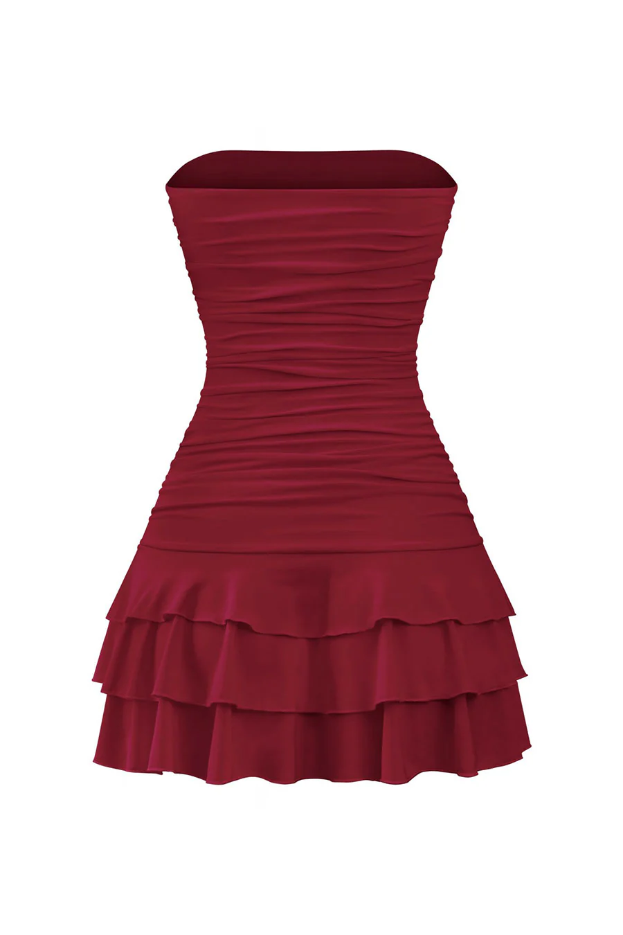 Tresser™ Coquette Strapless Ruched Ruffle Mini Dress with Bow Detail - Image 4