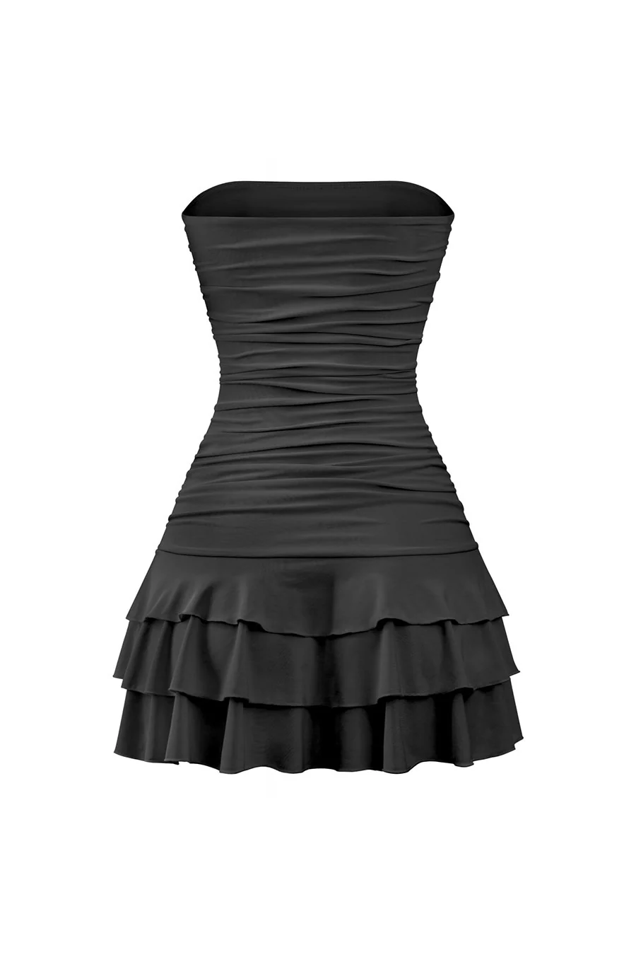 Tresser™ Coquette Strapless Ruched Ruffle Mini Dress with Bow Detail - Image 4