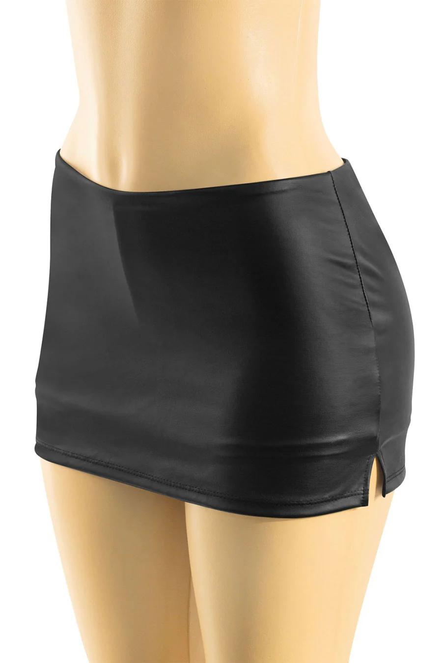 Tresser™ Faux Leather Low-Waisted Mini Skorts with Side Slits - Image 2
