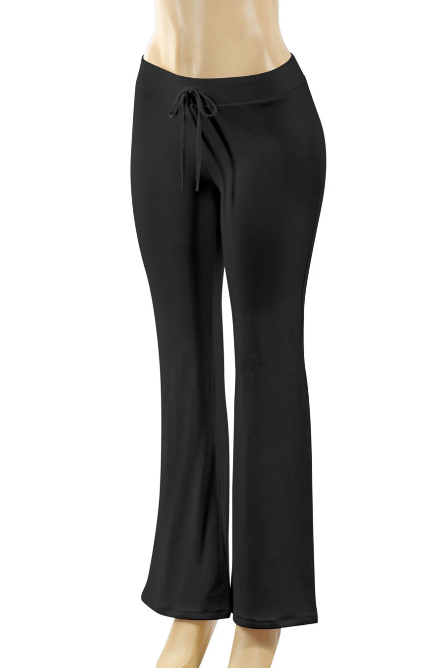 Tresser™ Low-Waisted Long Flare Casual Pants with Elastic Waistband & Front Tie (Double-Layer) - Image 3