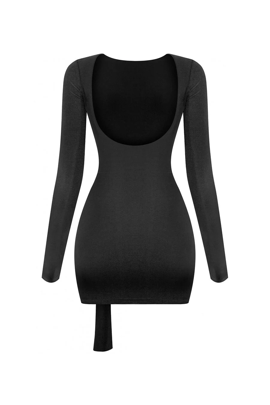 Tresser™ Long Sleeve Drape Gold Buckle Mini Bodycon Dress - Image 2